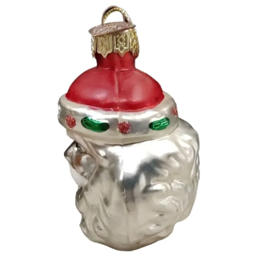 Blue Eyed Old Santa Father Christmas Red Hat Ornament Blown Glass Thomas Pacconi